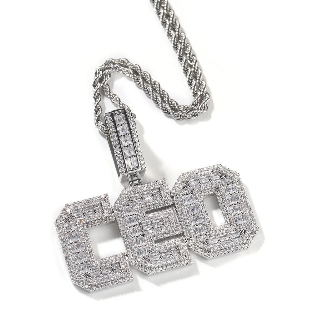 Custom Square Buguette Letter Pendant