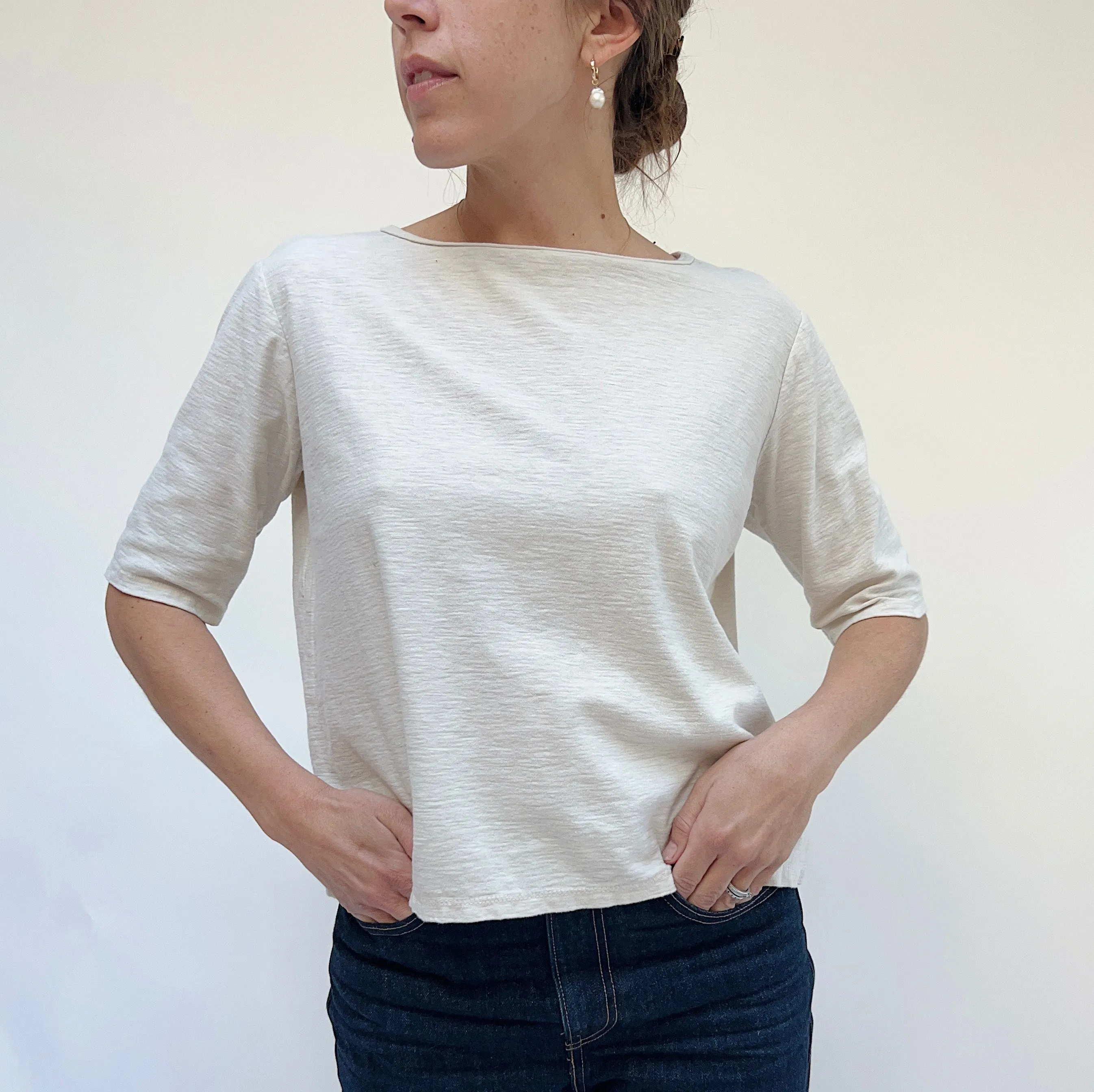 Cut Loose | Elbow Sleeve Top in Jicama