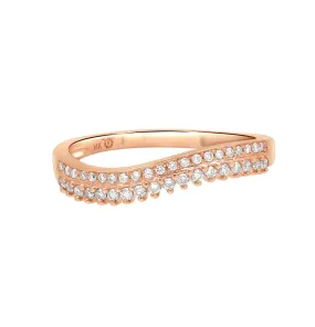 Double Row Diamond Band Curved Ring