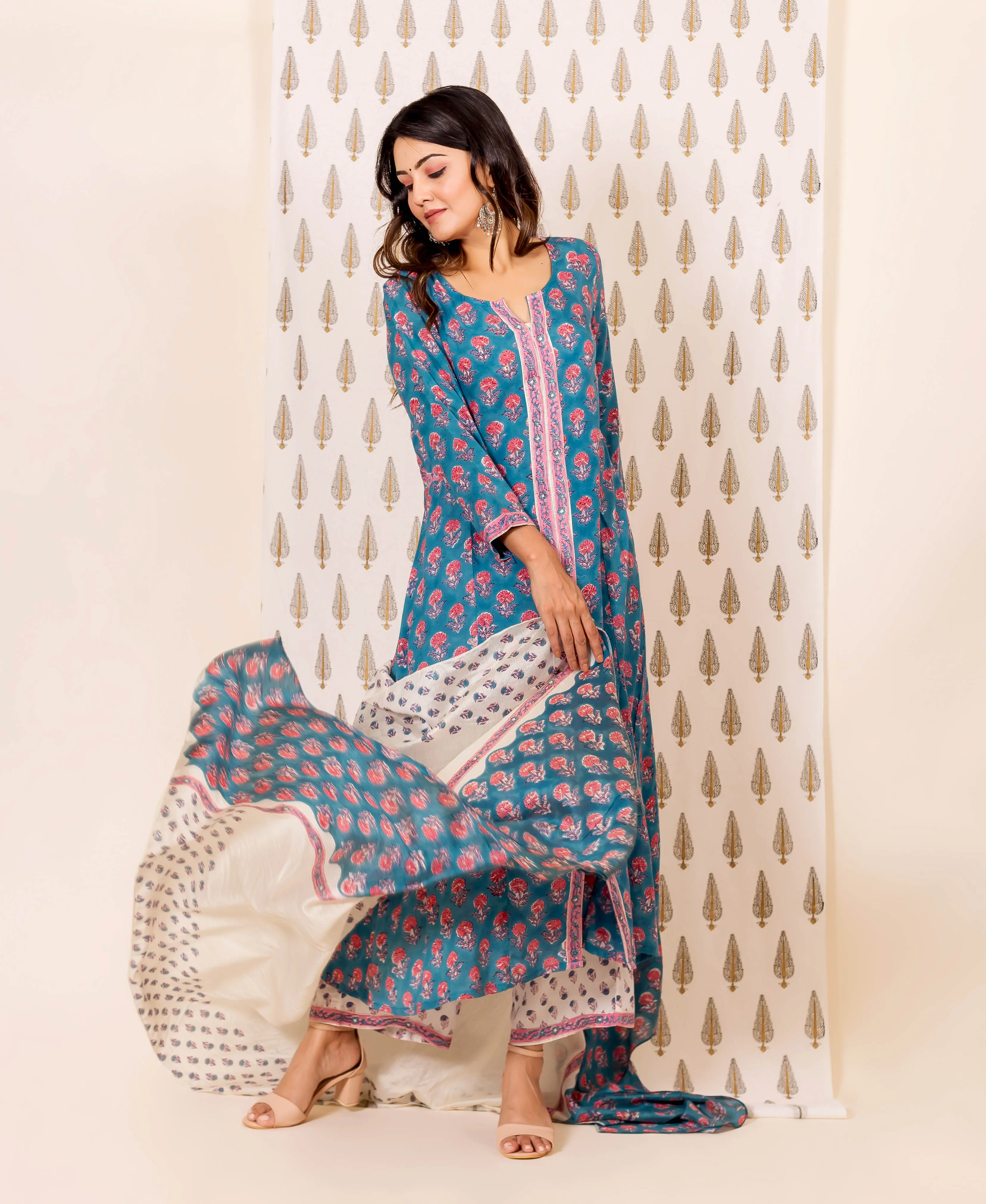 Eesha Hand Block Printed Long Kurta