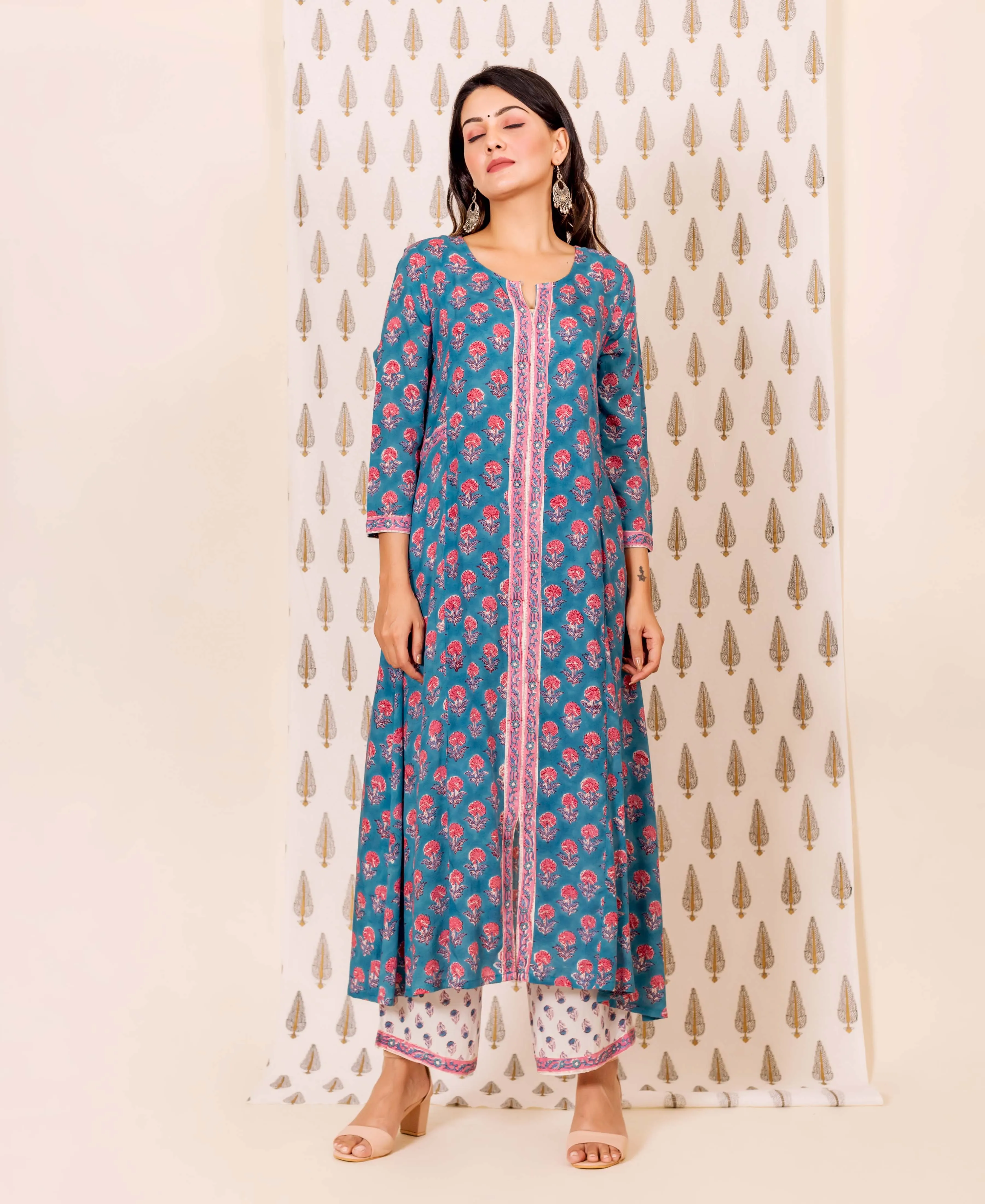 Eesha Hand Block Printed Long Kurta