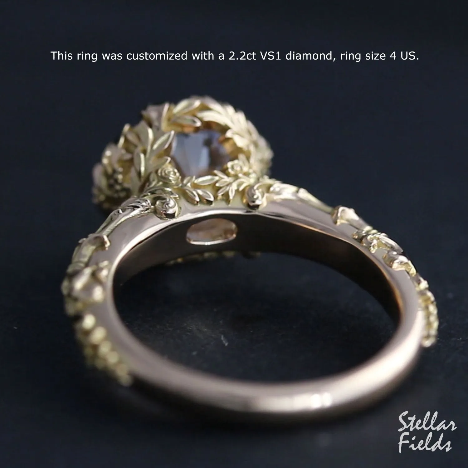 Elise Heirloom Floral Engagement Ring Intricate OOAK