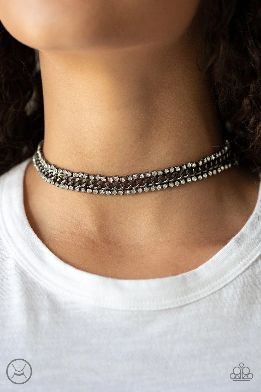 Empo-HER-ment - Black Hematite Choker Necklace - Paparazzi Accessories