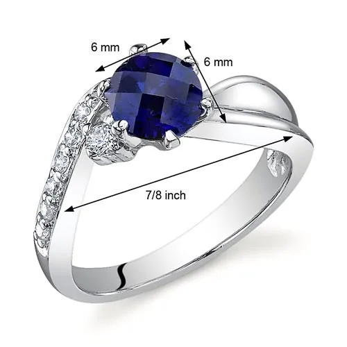 Ethereal Curves 1.25 Carats Sapphire Ring in Sterling Silver Size 5