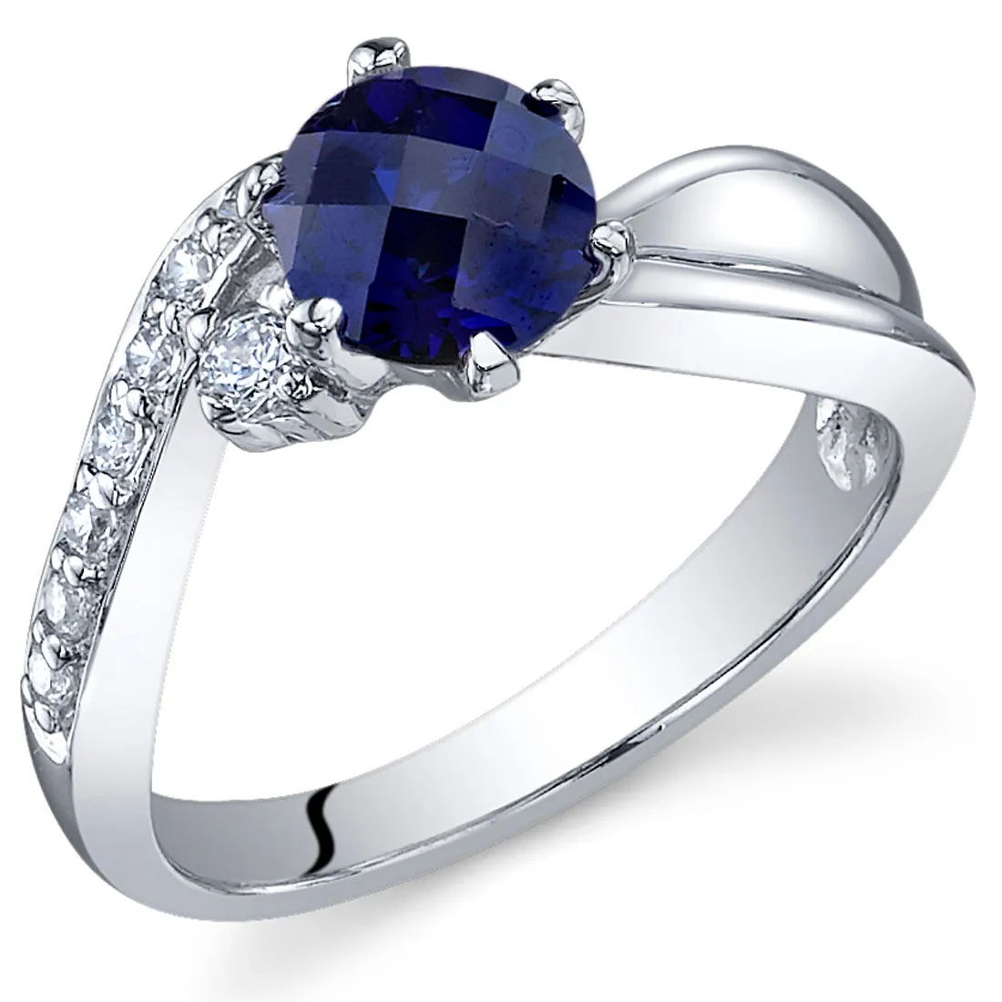 Ethereal Curves 1.25 Carats Sapphire Ring in Sterling Silver Size 5