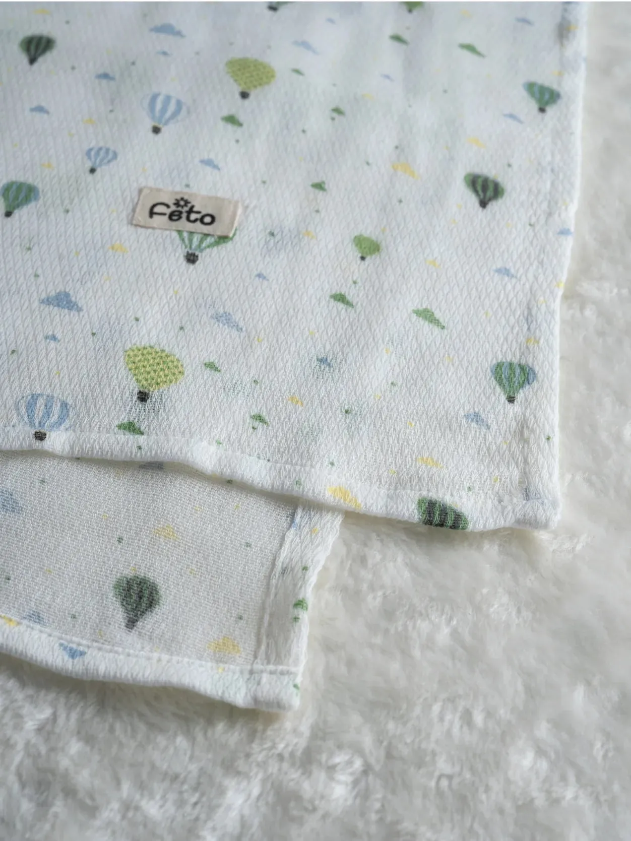 FETO COTTON MUSLIN SWADLE WRAP - GREEN BALLOON