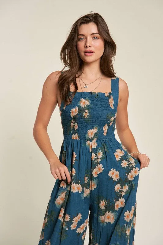 Floral Printed Ruffle Detail Jumpsuit