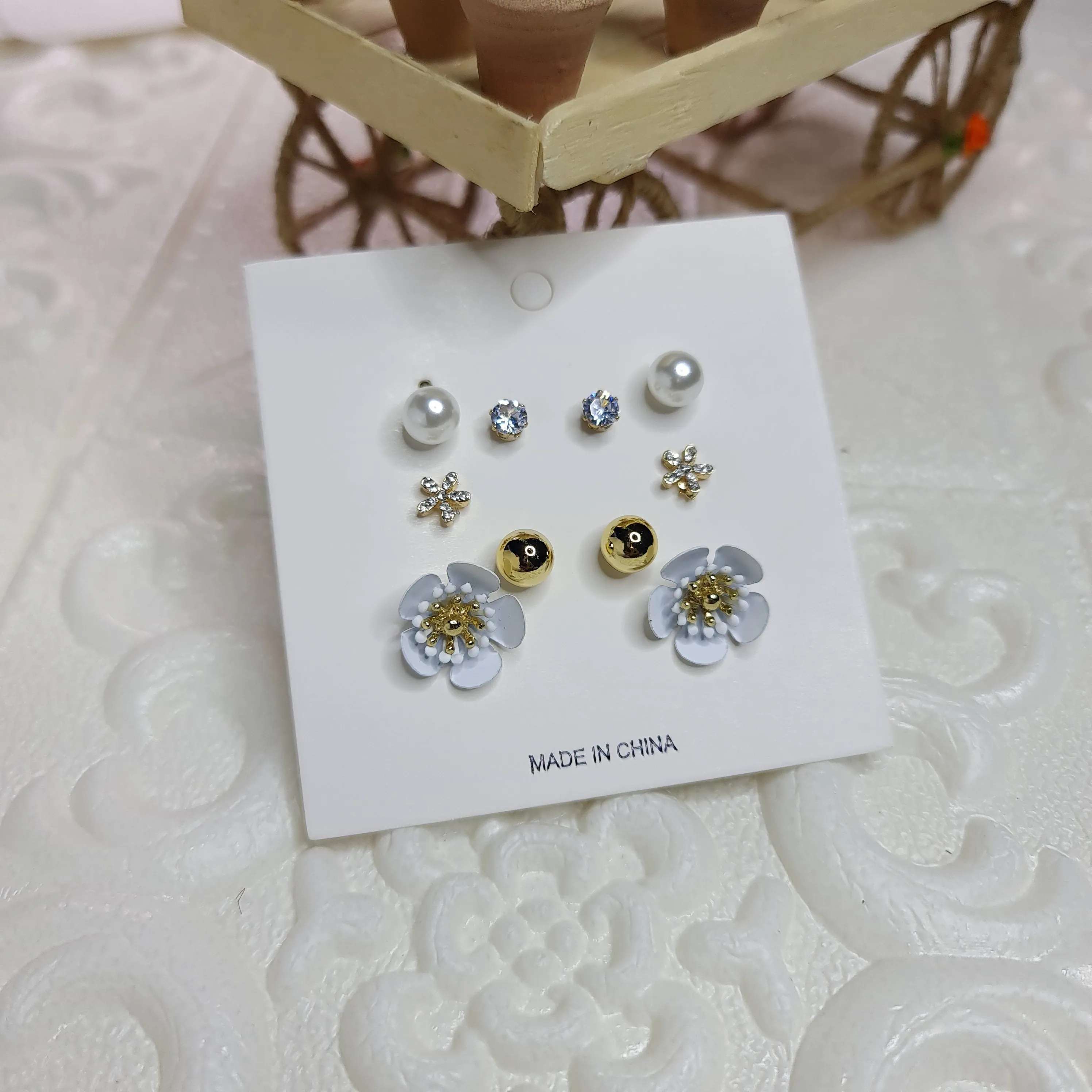 Floral Star Pearl Studs Combo