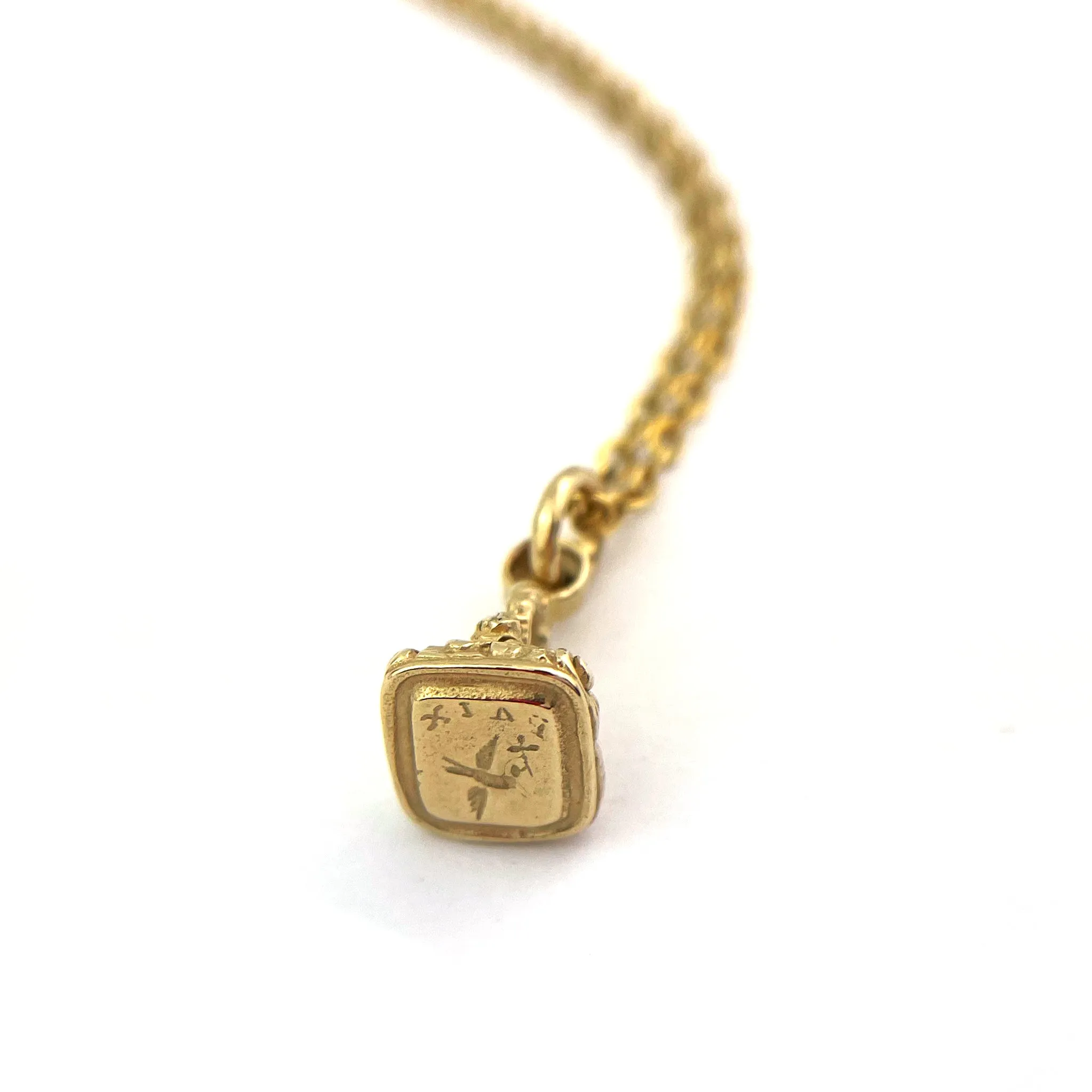 French Dove Wax Seal Necklace - Gold