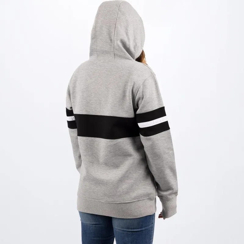 FXR Women's Stripe Pullover Fleece Grey Heather/Black