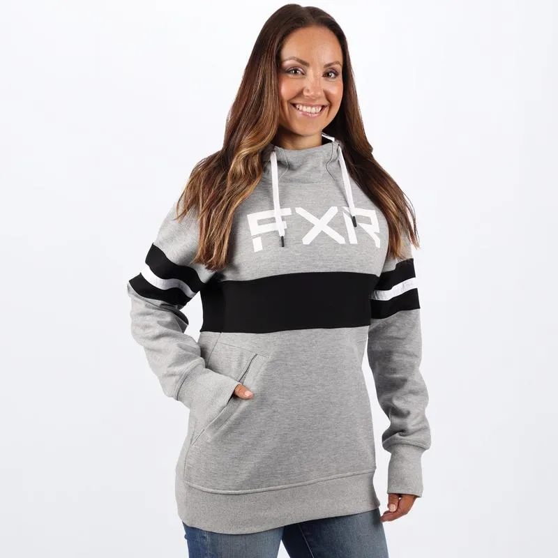 FXR Women's Stripe Pullover Fleece Grey Heather/Black