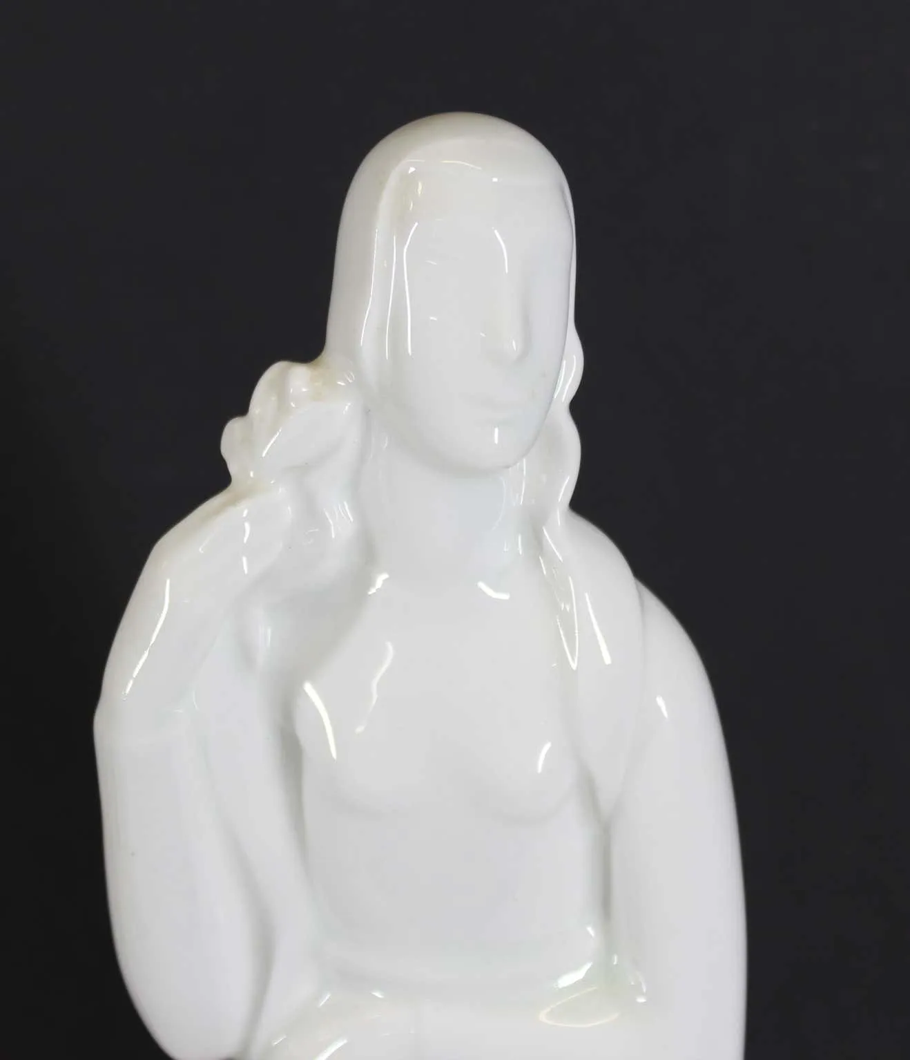 Geza De Vegh for Lamberton Art Deco Porcelain Woman with Olive Branch