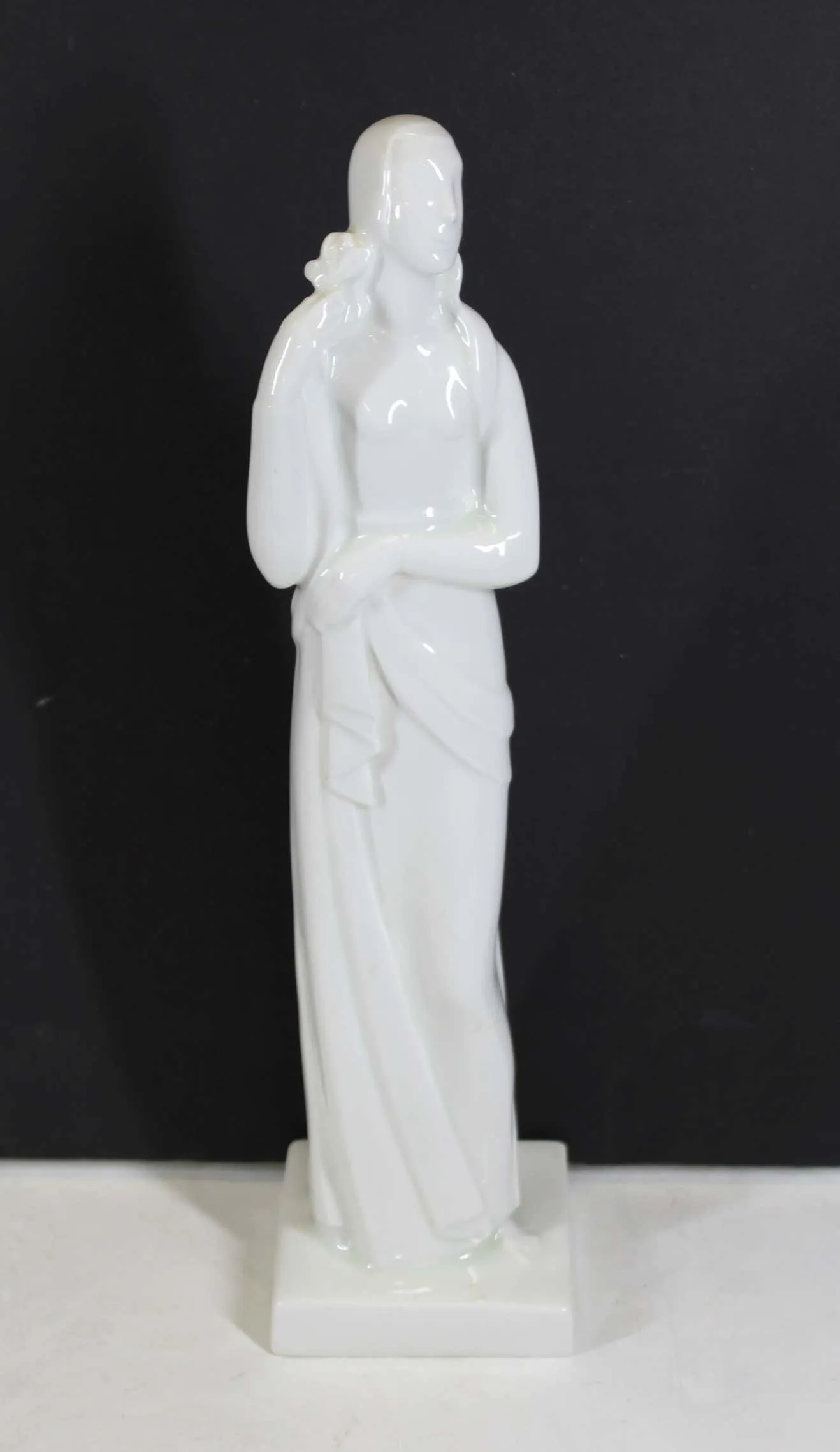 Geza De Vegh for Lamberton Art Deco Porcelain Woman with Olive Branch