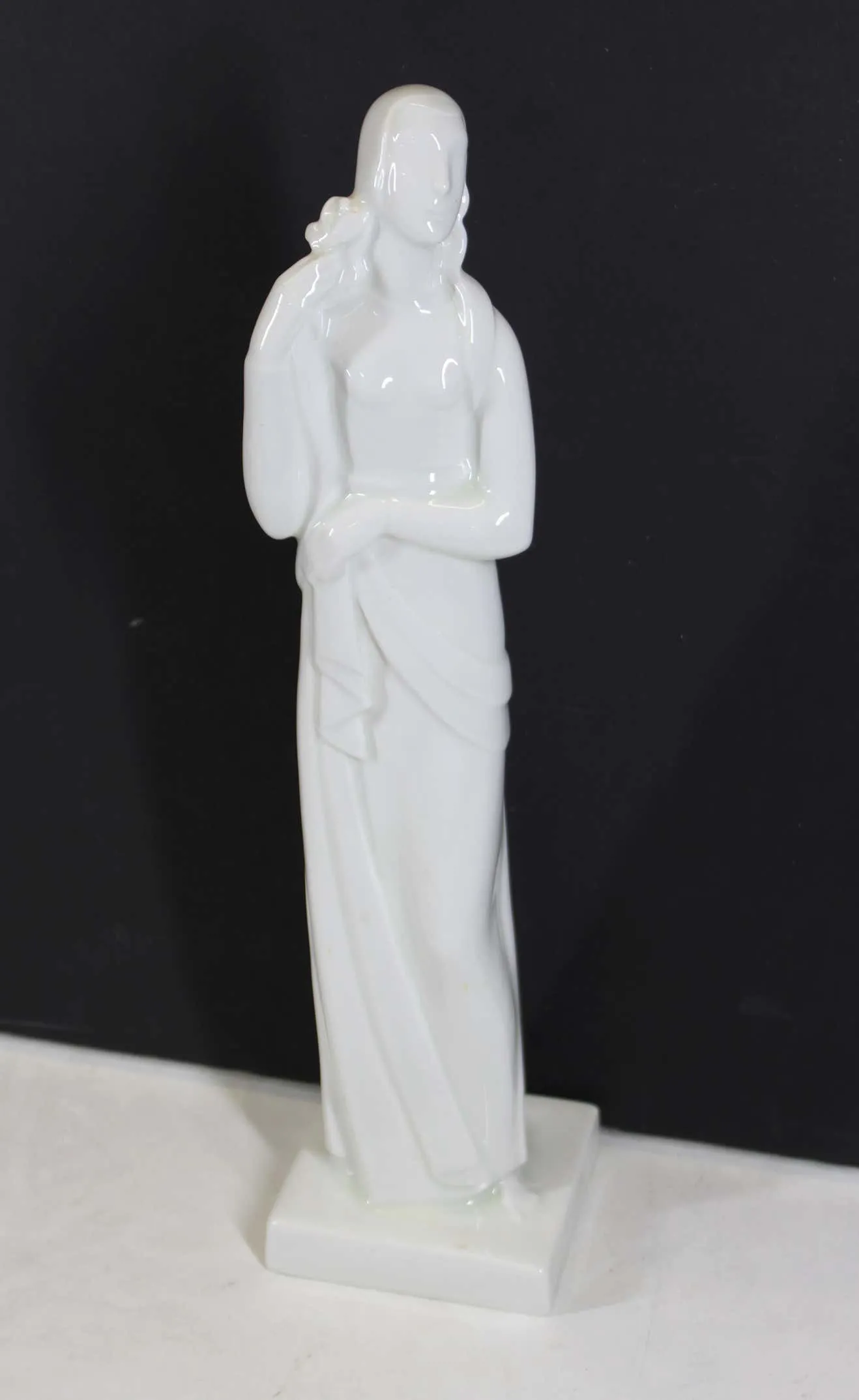 Geza De Vegh for Lamberton Art Deco Porcelain Woman with Olive Branch