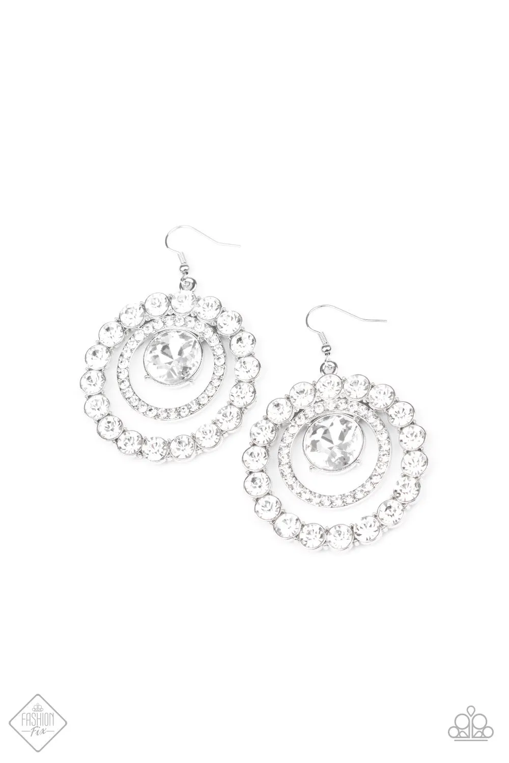 Glitzy Gamble White-Earrings