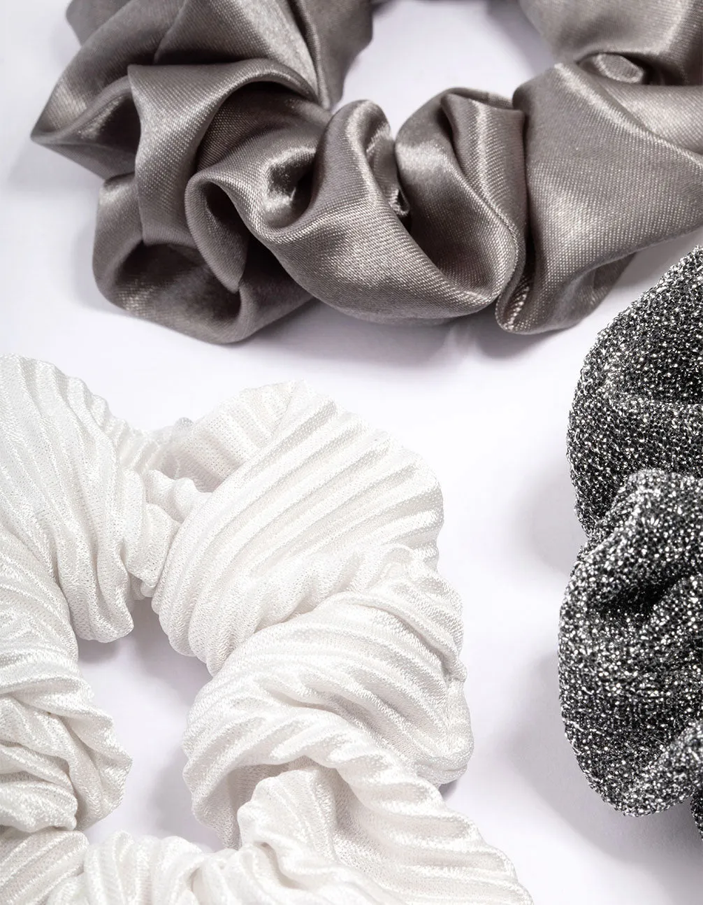 Grey & Cream Christmas Hair Scrunchie Gift 4-Pack