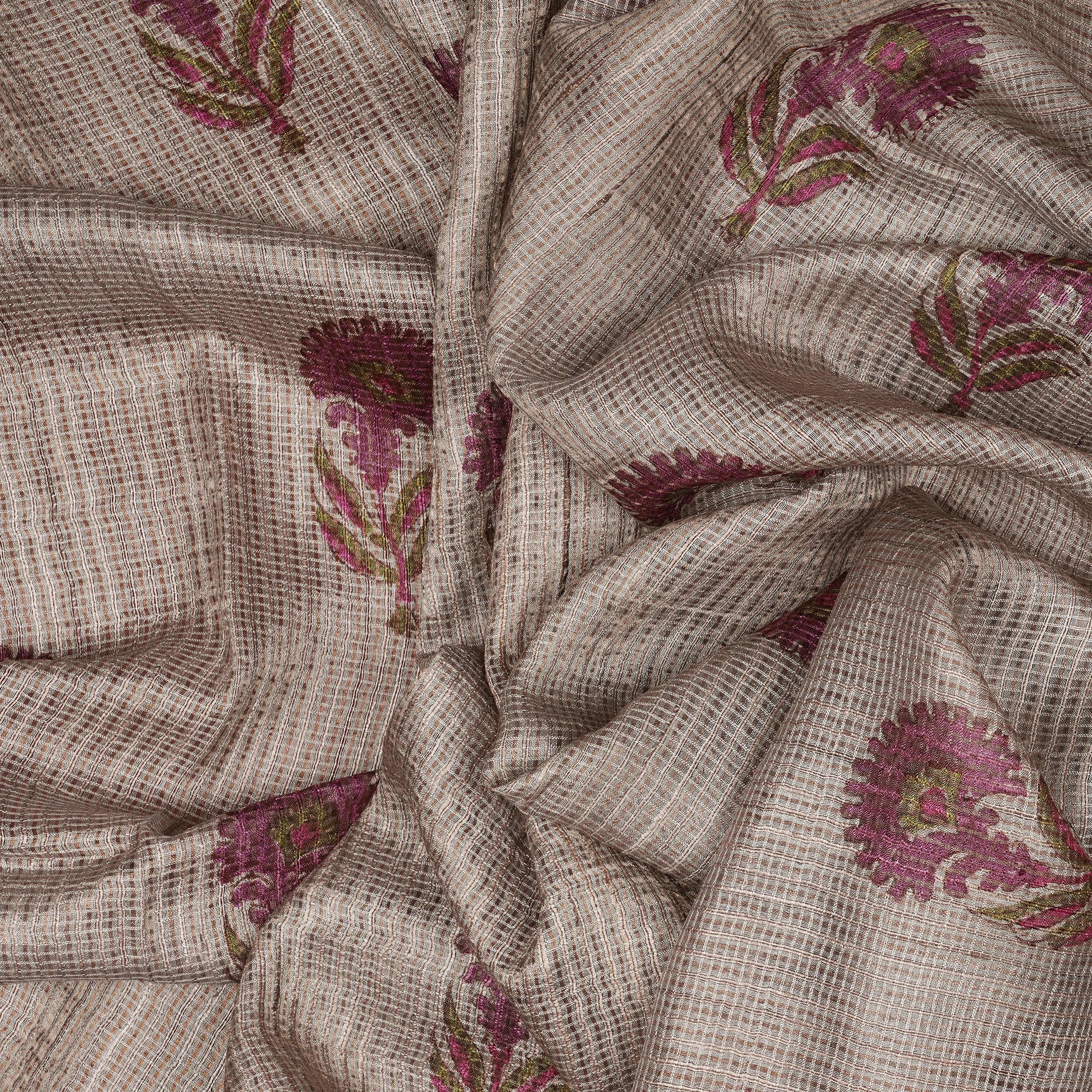 Handwoven Beige Tussar Silk Saree - 2114T010649DSC