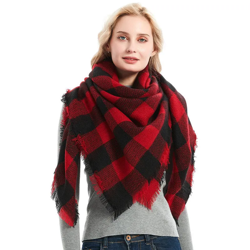 Haute Edition Women's Oversize Christmas & Plaid Square Blanket Scarves. One size fits all (S-XL).