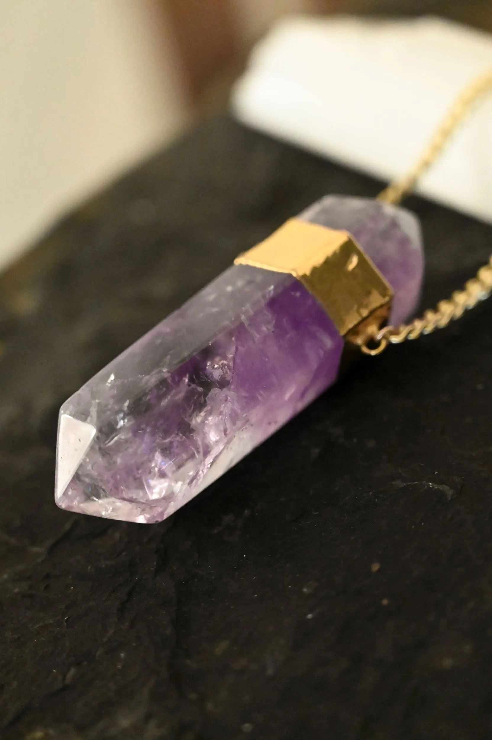 Highest Self Amethyst Crystal Gold Necklace