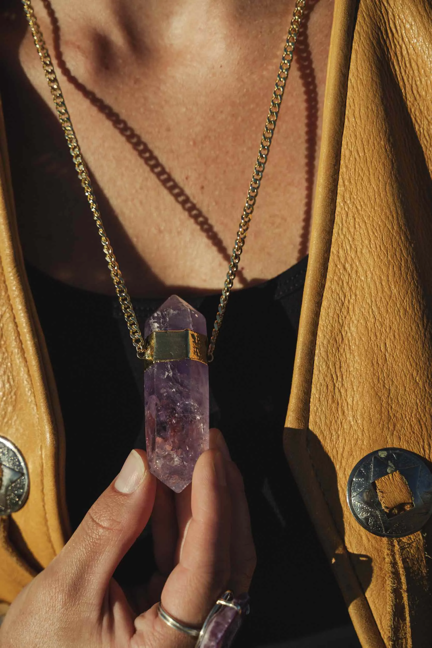 Highest Self Amethyst Crystal Gold Necklace