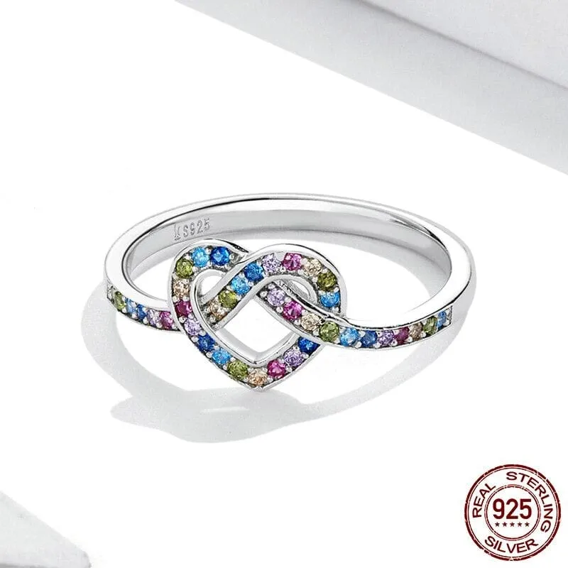 Infinite Rainbow Zirconium Love Ring - 925 Sterling Silver