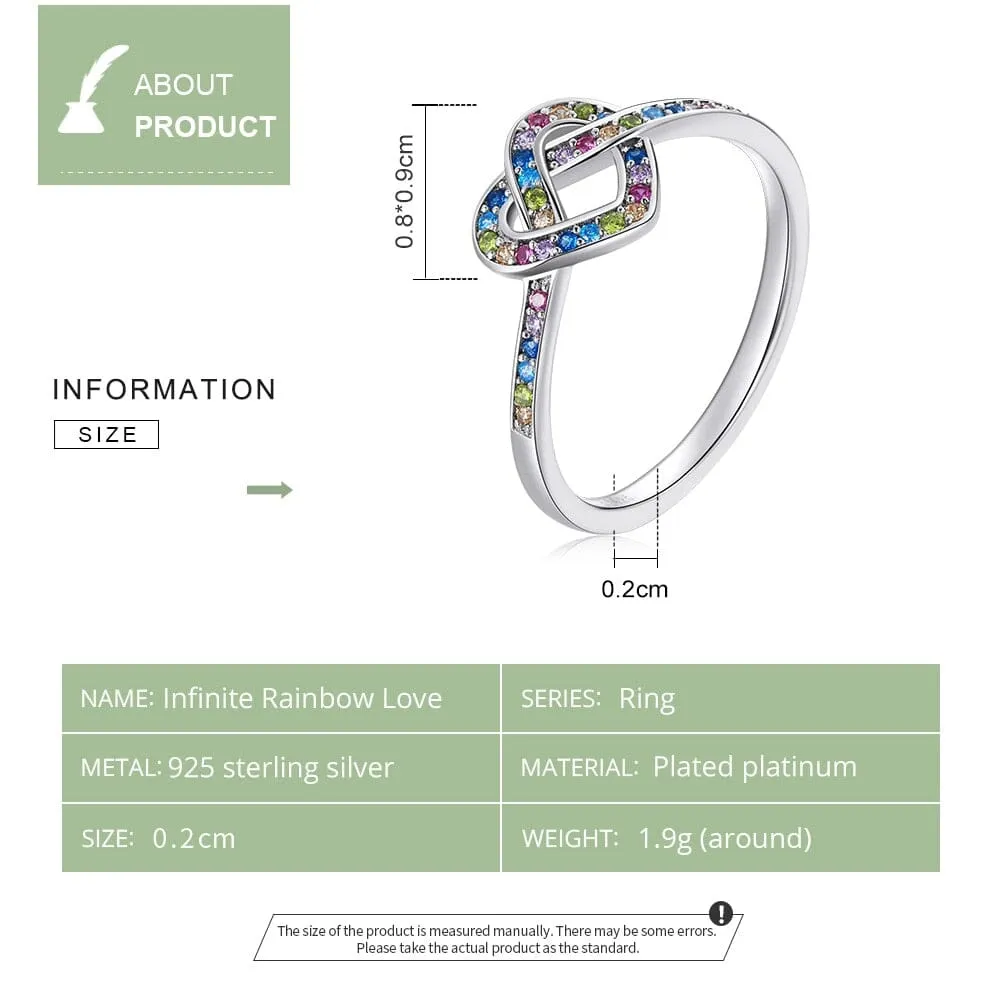 Infinite Rainbow Zirconium Love Ring - 925 Sterling Silver