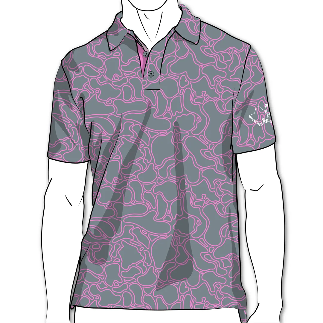 Island Coral Pink Metal - OGA Men's Polo - Gray / Pink