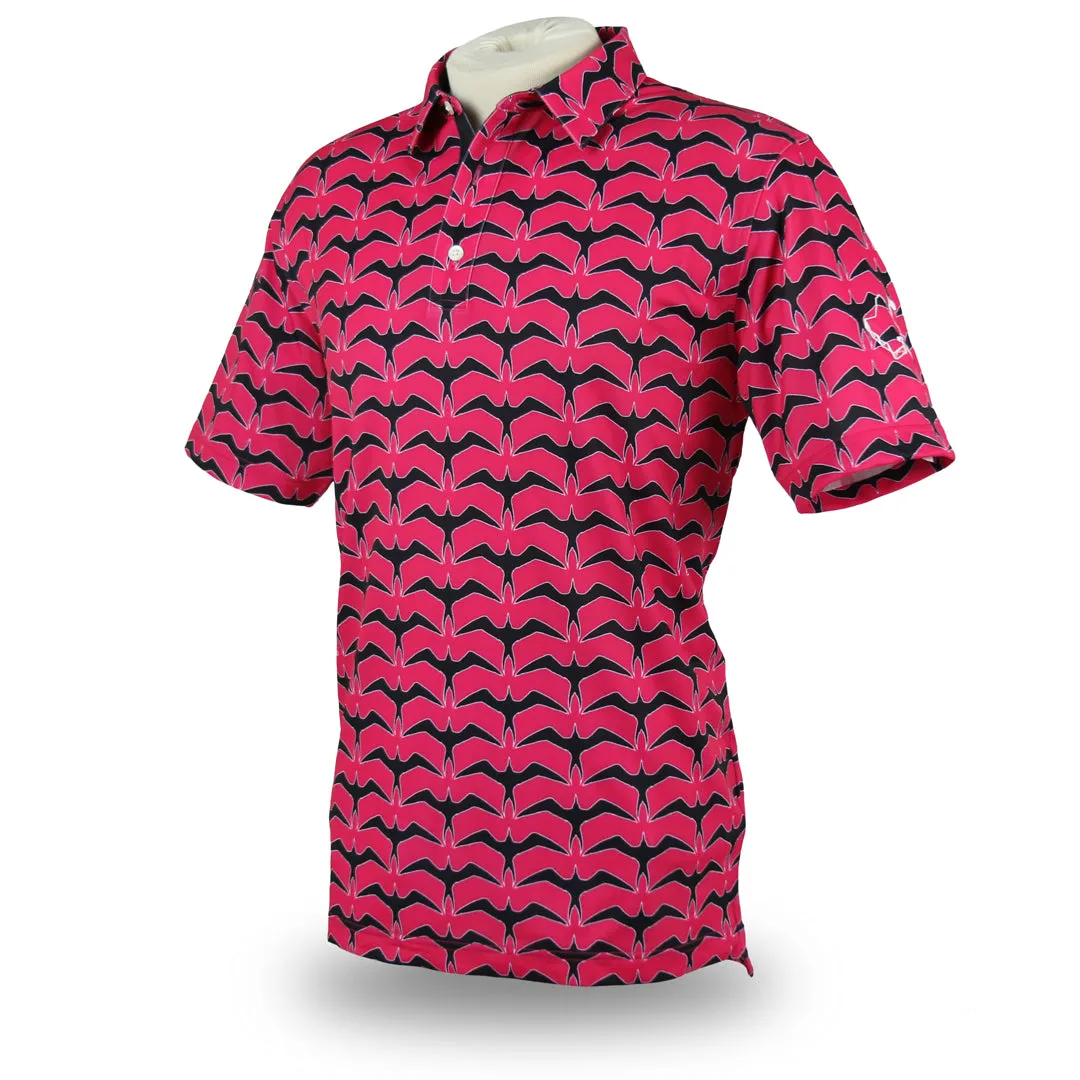 Iwa Flock Pink Sky - OGA Men's Polo - Magenta / Black