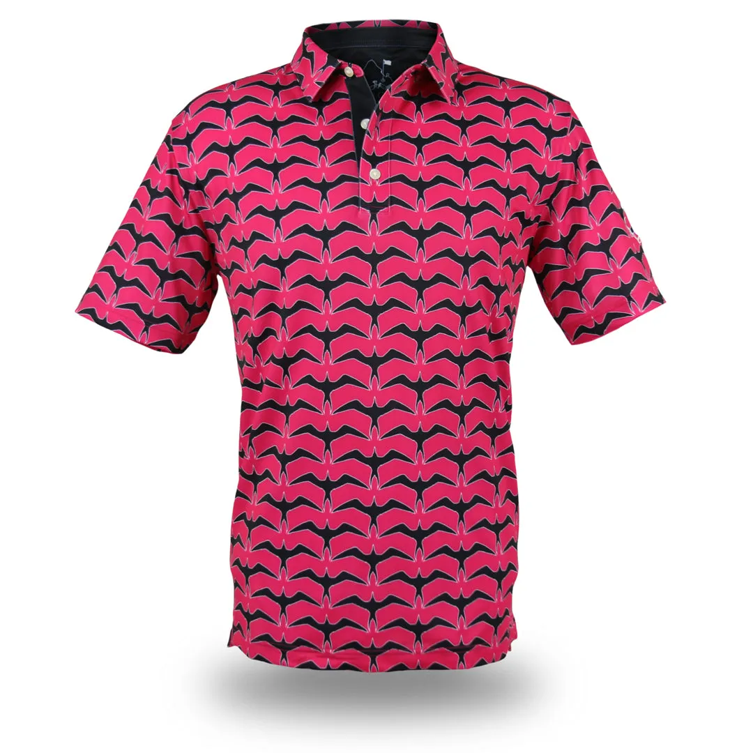 Iwa Flock Pink Sky - OGA Men's Polo - Magenta / Black