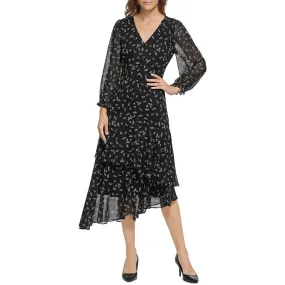 Karl Lagerfeld Paris Womens Chiffon Printed Fit & Flare Dress