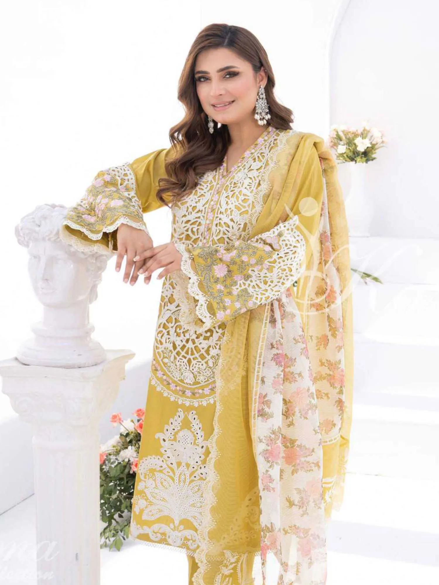 Karma Collection Yellow Cotton Embroidered Suit (KC1335)