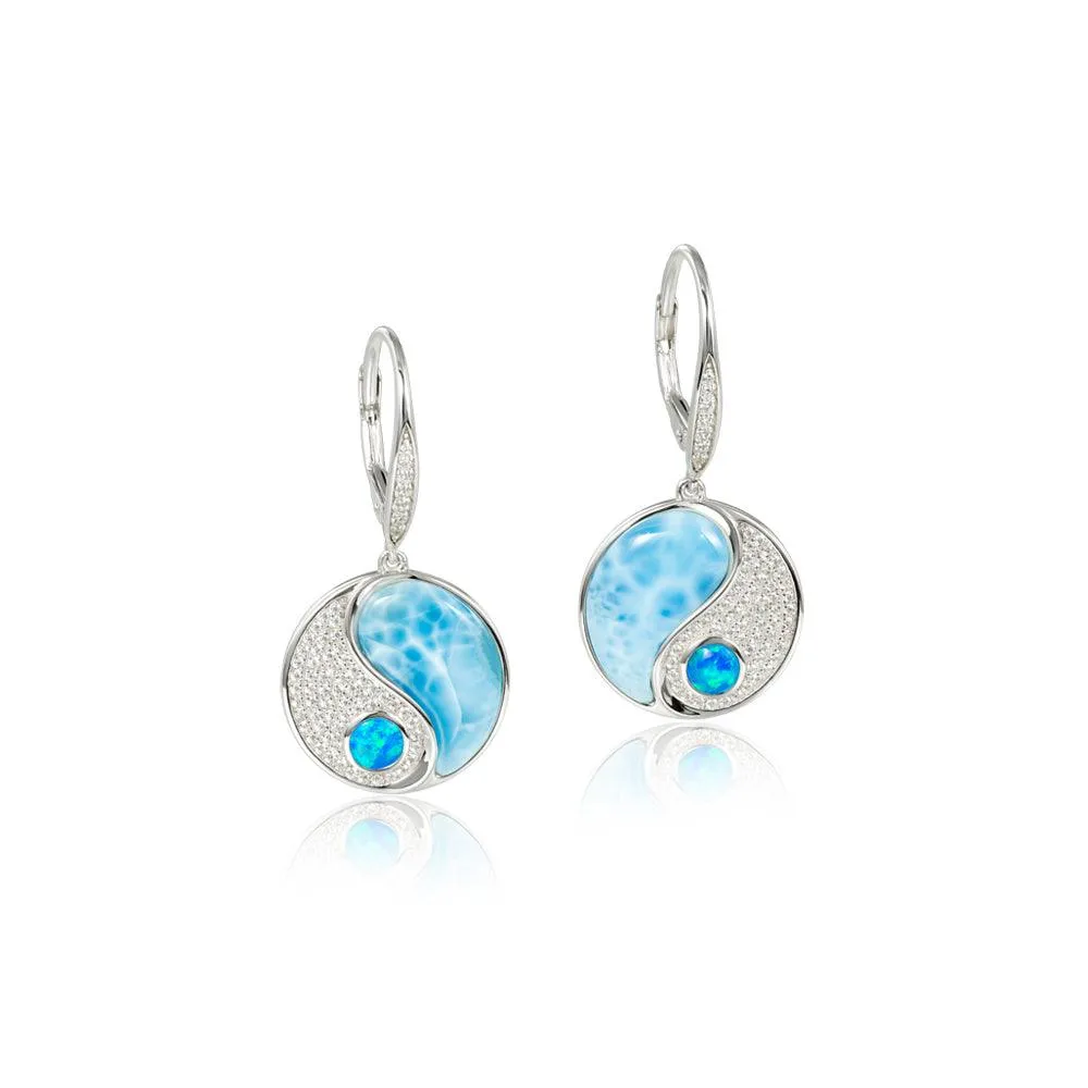 Larimar & Opal Yin & Yang Earrings