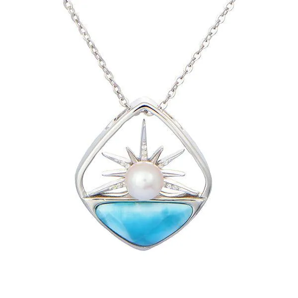 Larimar Breaking Dawn Pearl Pendant