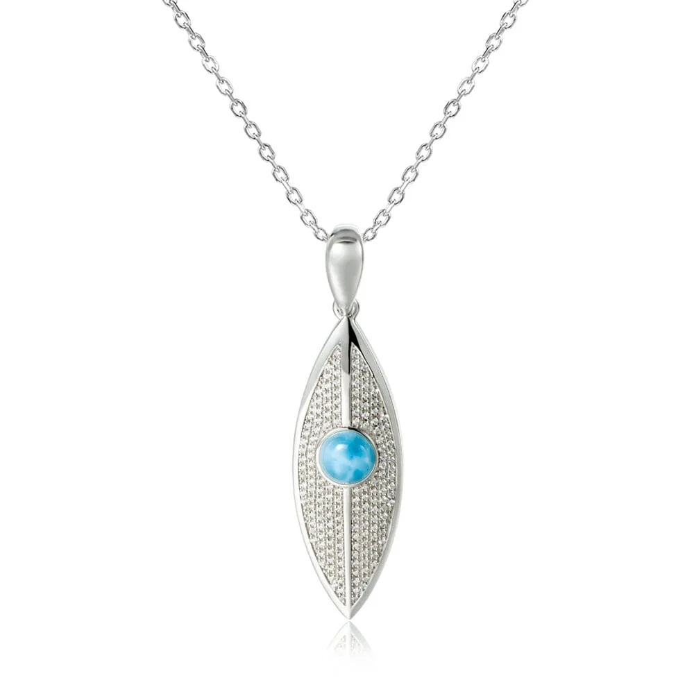 Larimar Dew Drop Leaf Pendant