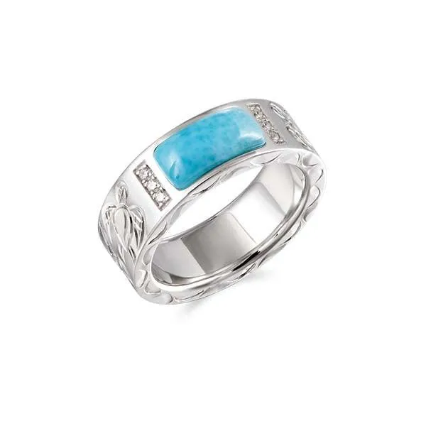 Larimar Honu Engraved Ring