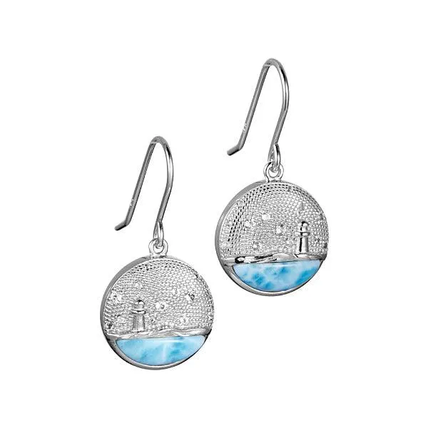 Larimar Lighthouse Medallion Earrings