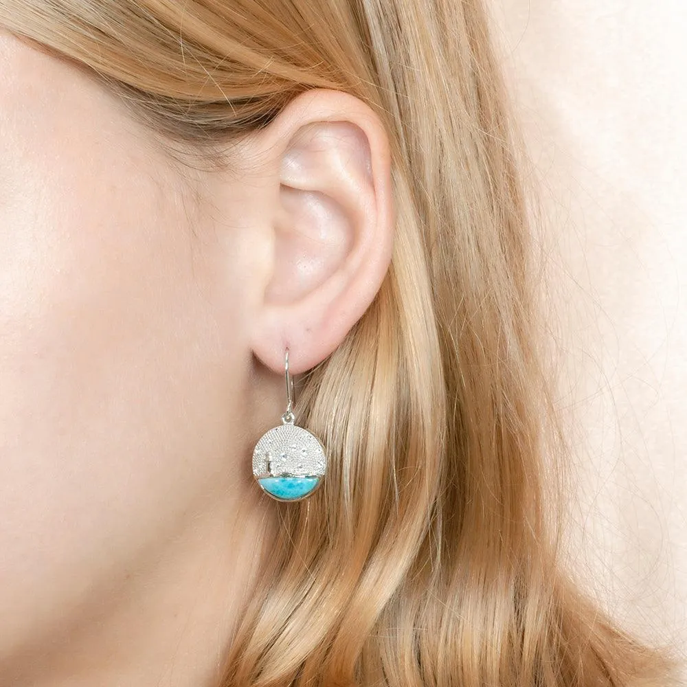 Larimar Lighthouse Medallion Earrings