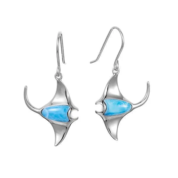 Larimar Manta Ray Hook Earrings