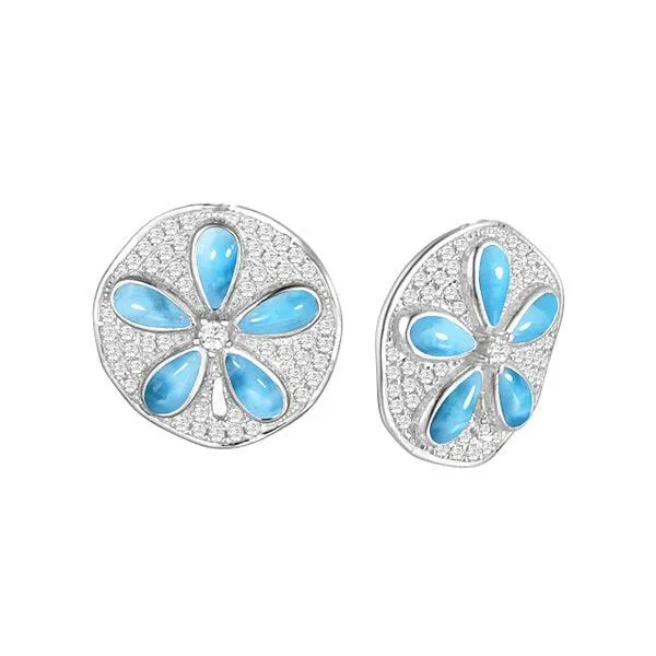 Larimar Pavé Sand Dollar Stud Earrings