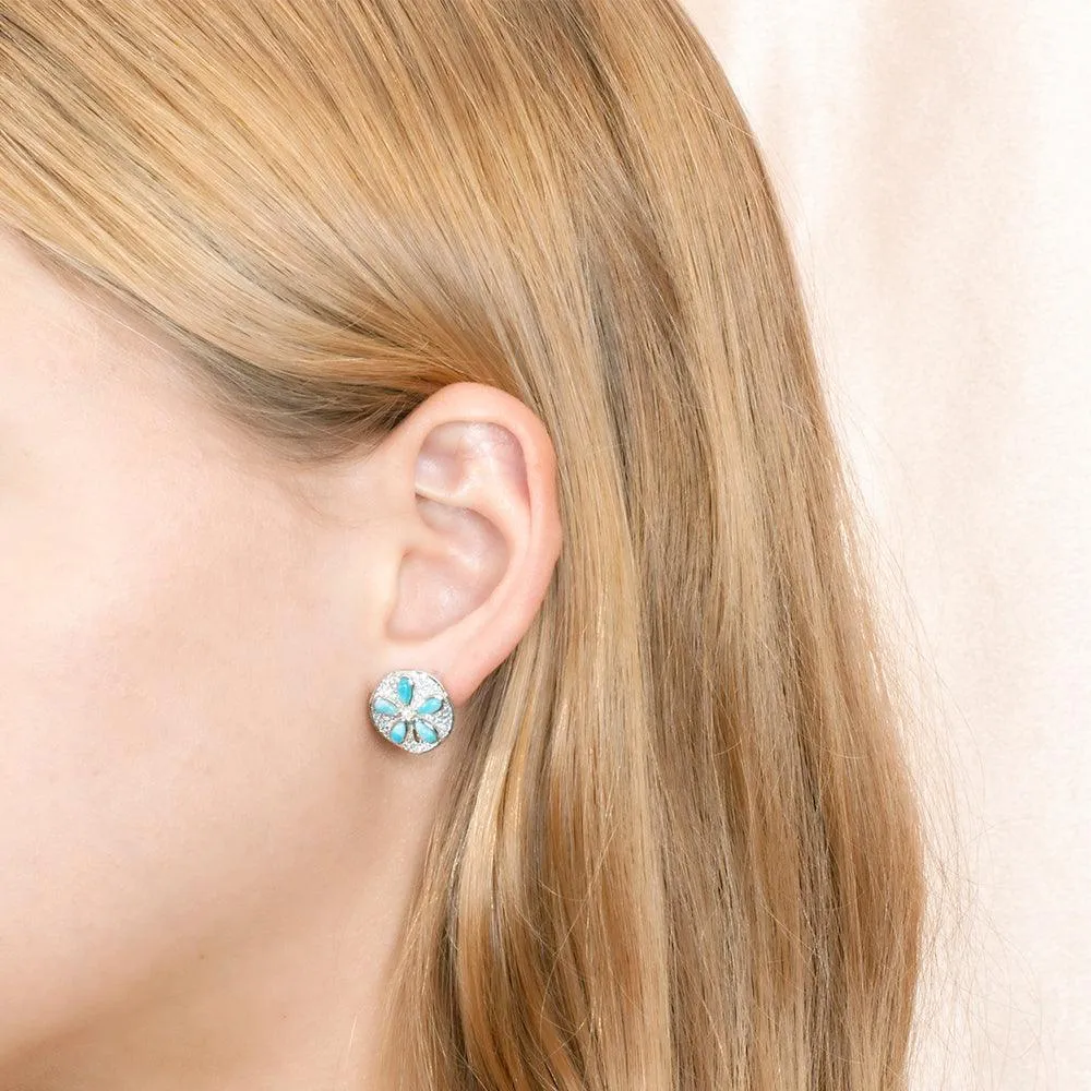 Larimar Pavé Sand Dollar Stud Earrings