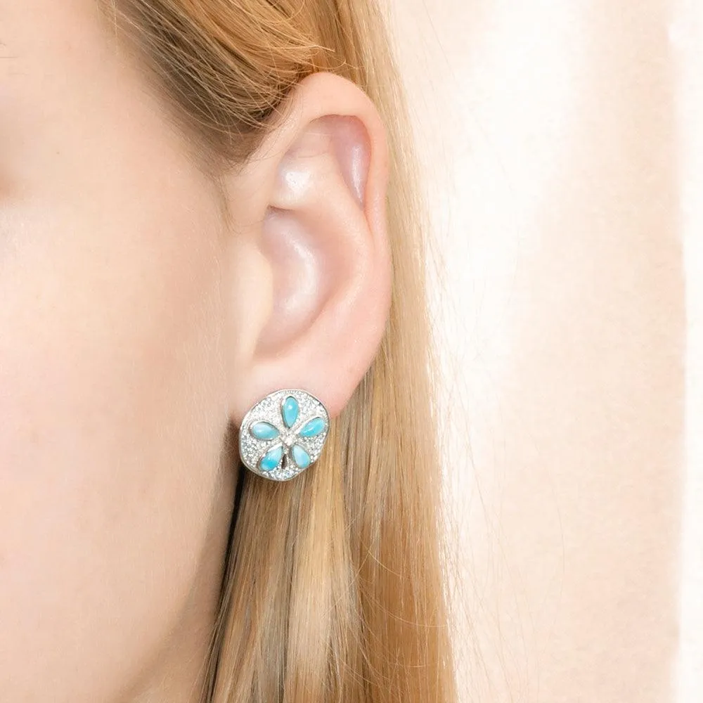 Larimar Pavé Sand Dollar Stud Earrings