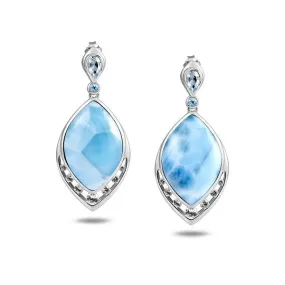 Larimar Peacock Feather Earrings