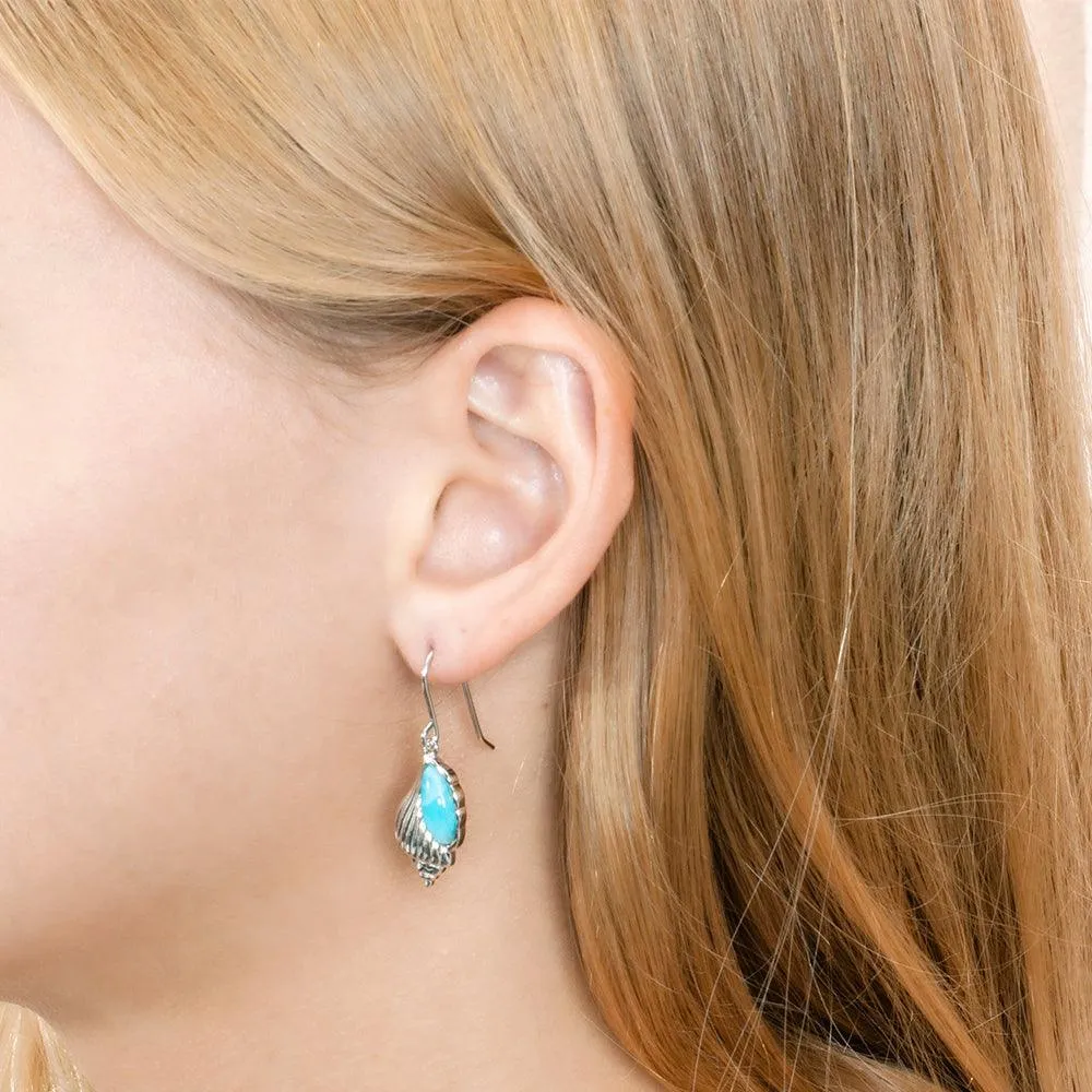 Larimar Whispering Shell Earrings