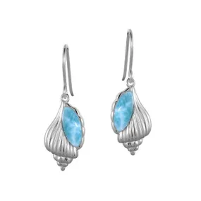 Larimar Whispering Shell Earrings