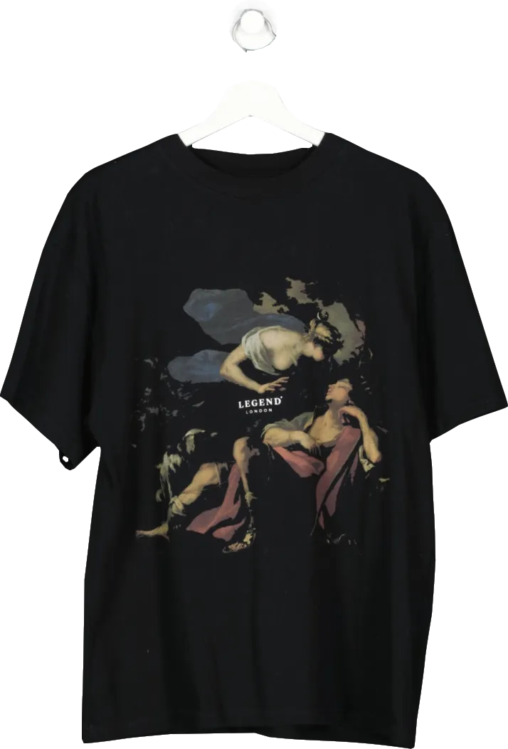 Legend London Black Guardian Graphic Oversized T Shirt UK L