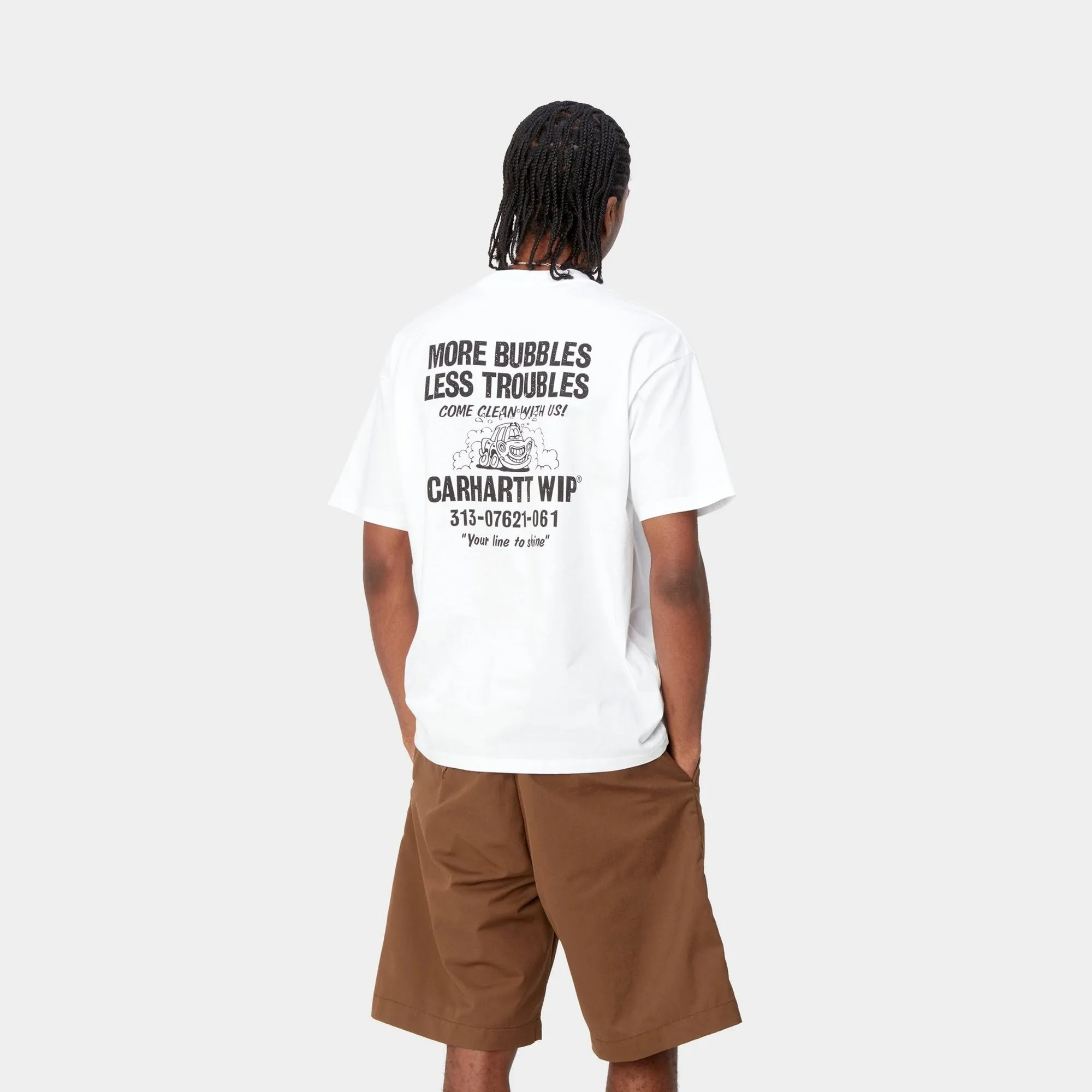 Less Troubles T-Shirt | White / Black