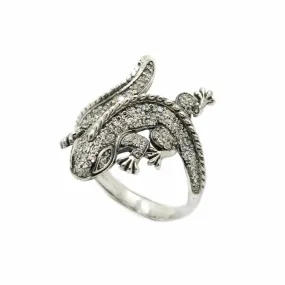 Lizard Women Ring Silver 925 with Zircon Gemstones