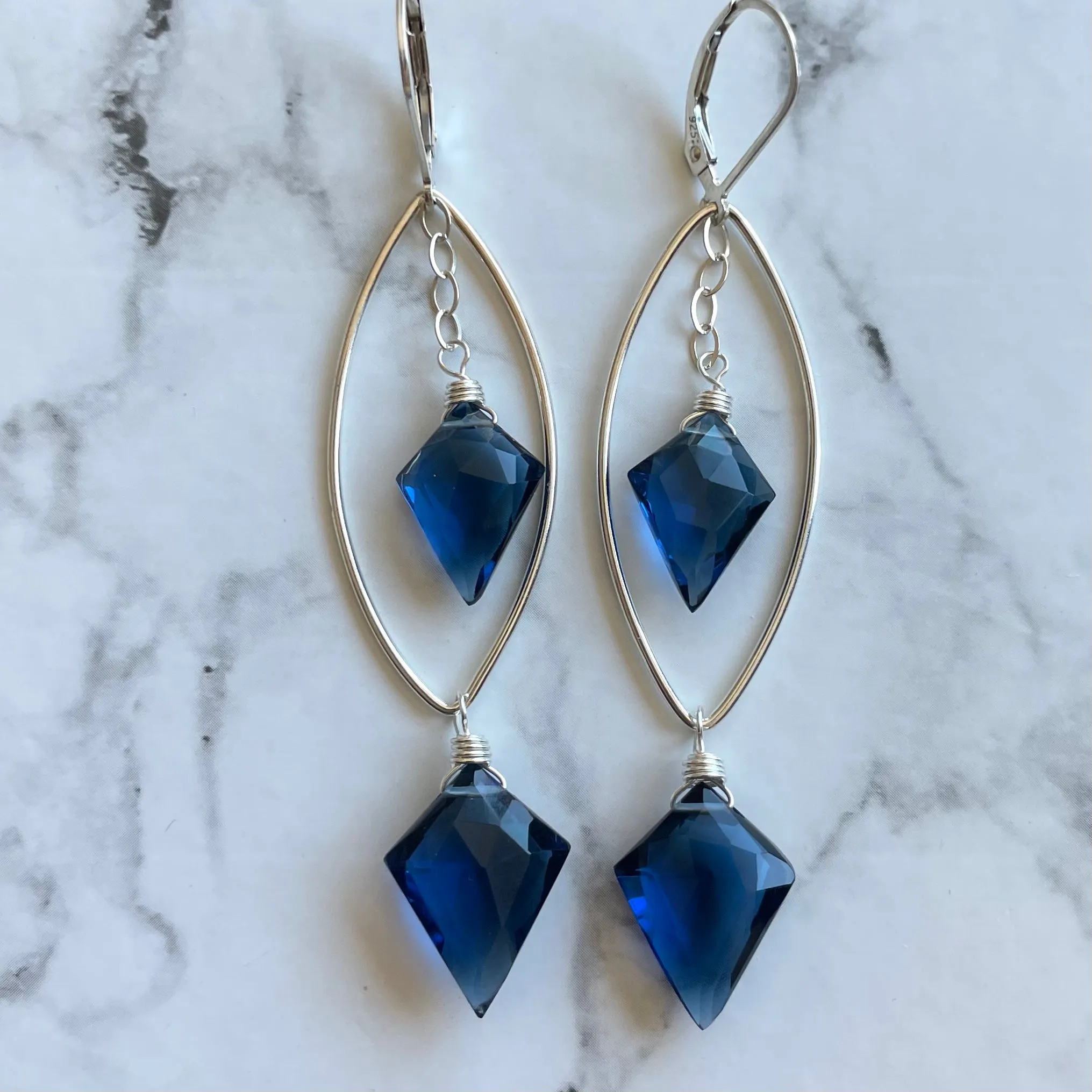 London Blue Kite Marquis Hoop Earrings