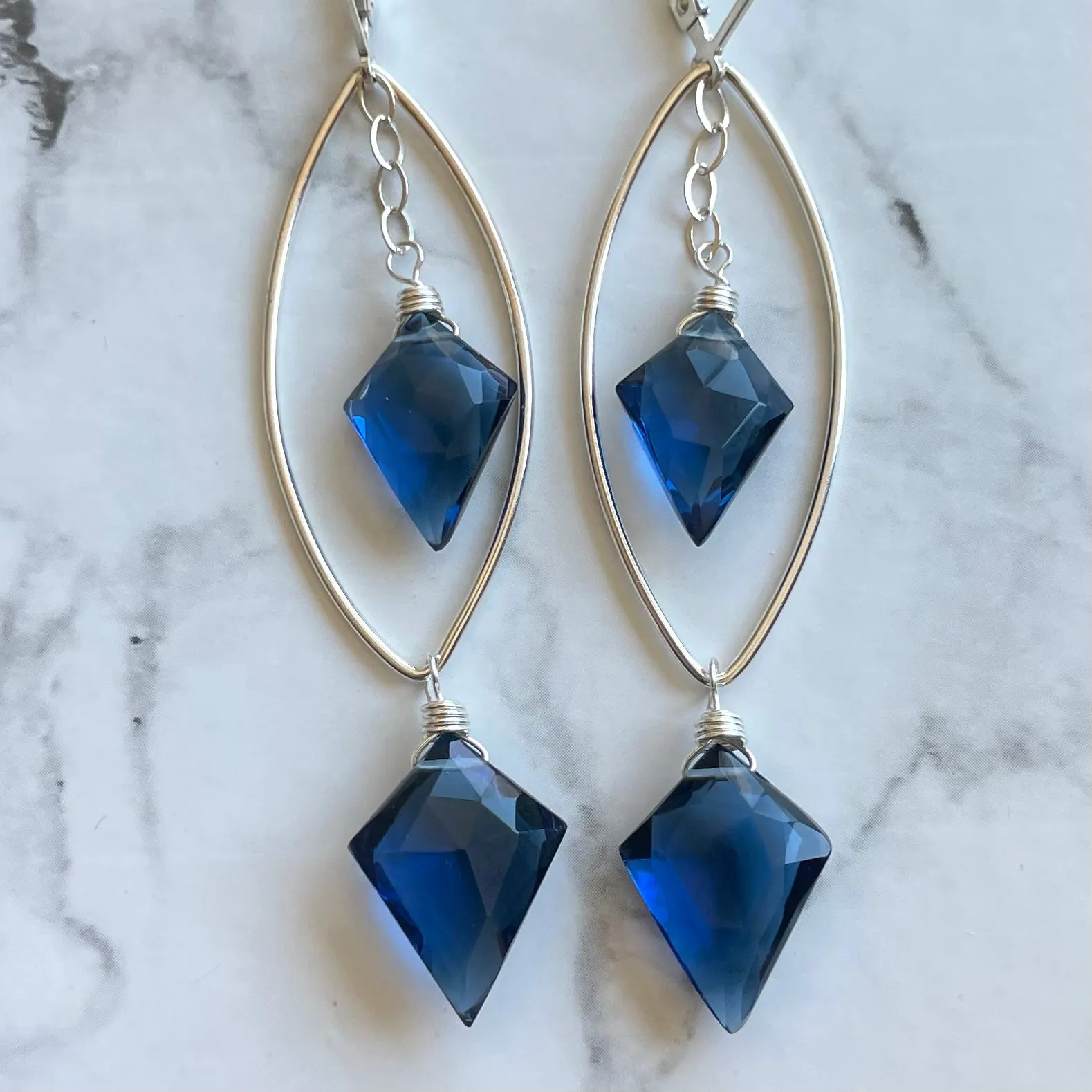 London Blue Kite Marquis Hoop Earrings