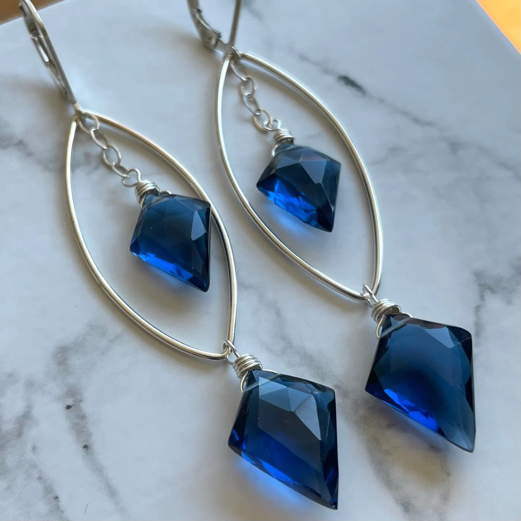 London Blue Kite Marquis Hoop Earrings